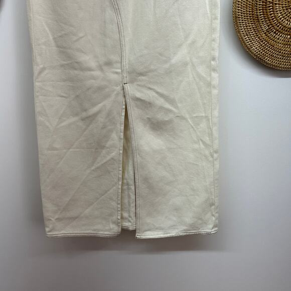 NEW Revolve Blank NYC Neutral Slit White Denim Long Maxi Jean Skirt 26 - Picture 4 of 6